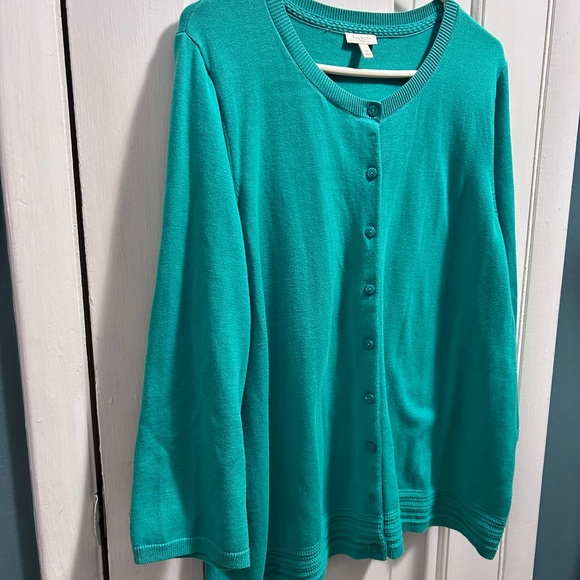 Talbots Vibrant Teal Knit Cardigan 2X - Picture 7 of 9